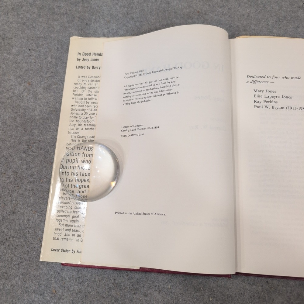 In Good Hands Joey Jones Alabama Football Bear Bryant First Edition 1985 Book - Picture 3 of 4